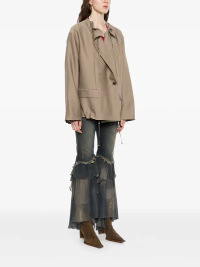 Jnby Drawstring Long-sleeve Blazer In Neutral