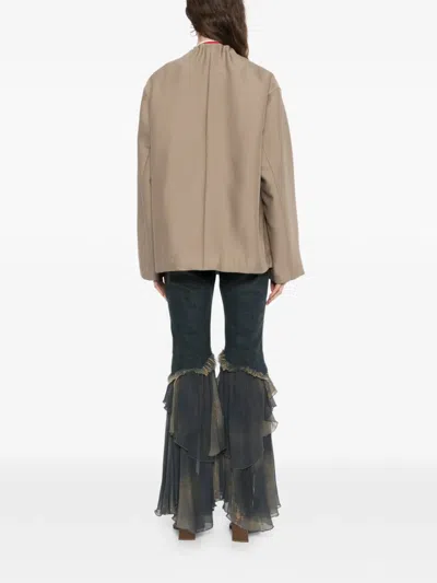 Jnby Drawstring Long-sleeve Blazer In Neutral