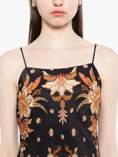 Farm Rio Black Majestic Garden Lenzing Ecovero Viscose Slip Maxi Dress In Multi