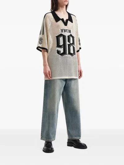 Five Cm Number-motif Open-knit T-shirt In Multi