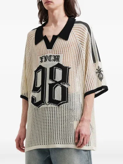 Five Cm Number-motif Open-knit T-shirt In Multi
