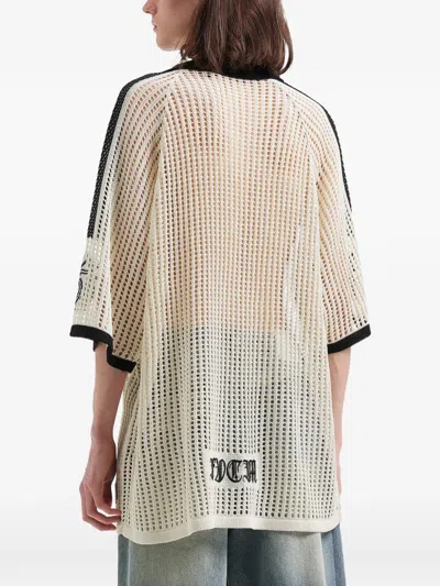 Five Cm Number-motif Open-knit T-shirt In Multi
