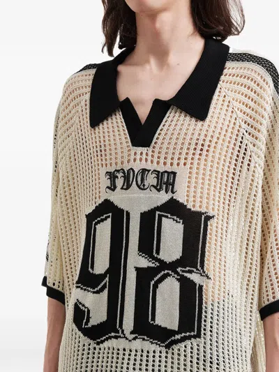 Five Cm Number-motif Open-knit T-shirt In Multi
