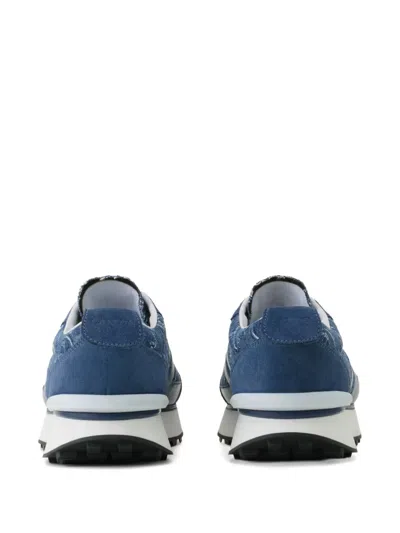 Lanvin Patterned Panelled Sneakers In Blue