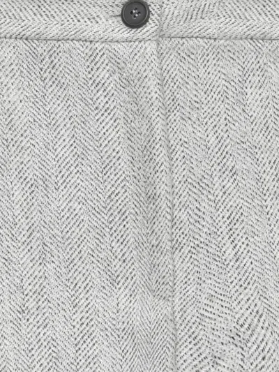 Antonelli Herringbone-pattern Front-split Midi Skirt In Gray