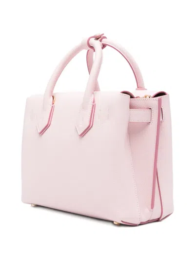 Mcm Small Leather Structured Top Handle Bag In Pink