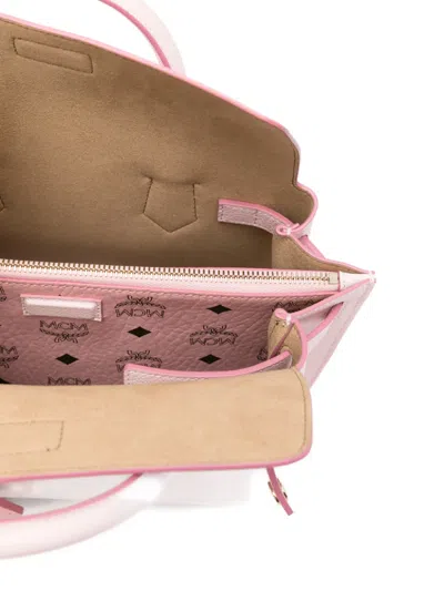Mcm Small Leather Structured Top Handle Bag In Pink