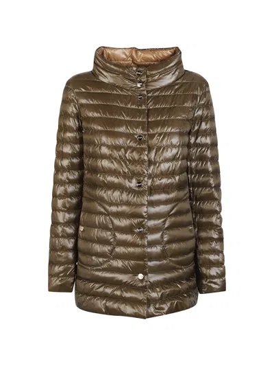 Herno Buttoned Coat In Brown