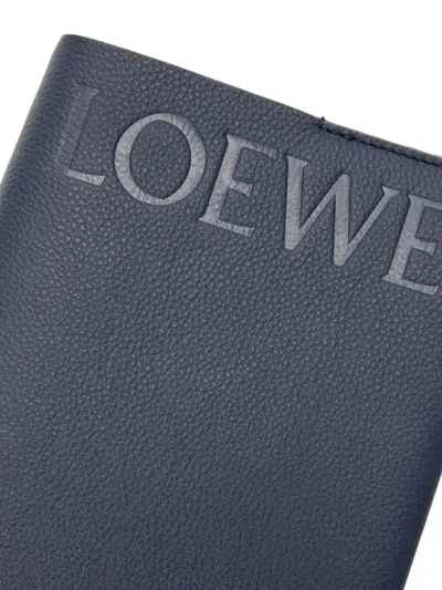 Loewe Embossed Leather Notebook In Blue