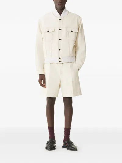 Lanvin Ivory Cotton Flap-pocket Jacket In Neutral