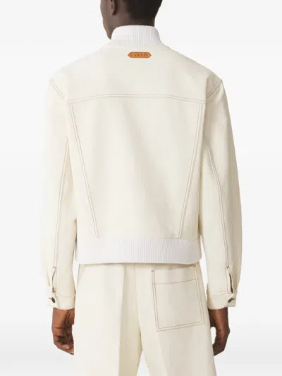Lanvin Ivory Cotton Flap-pocket Jacket In Neutral