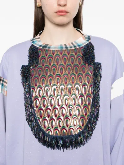 Penultimate Bead-embellished Sweatshirt In Blue