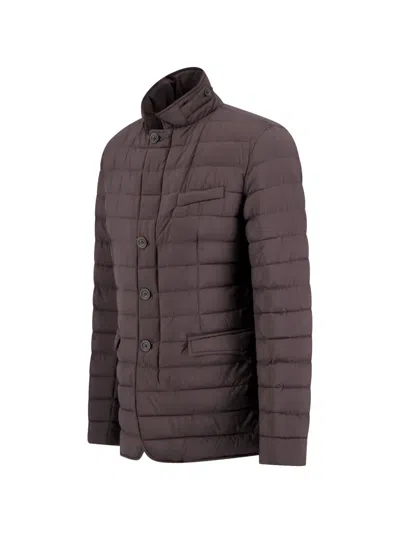 Herno Quilted Buttoned Jacket In Brown