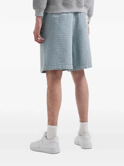 Five Cm Drawstring Textured Shorts In Blue