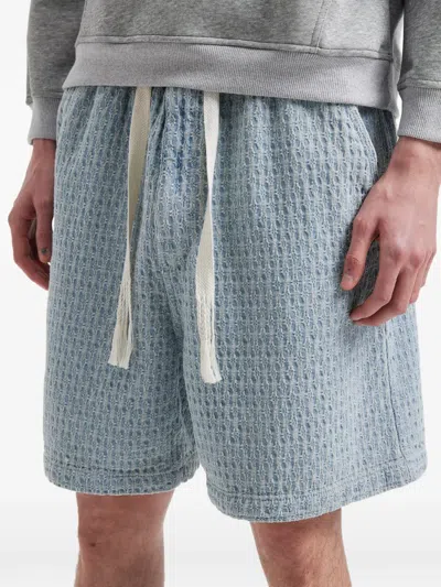 Five Cm Drawstring Textured Shorts In Blue