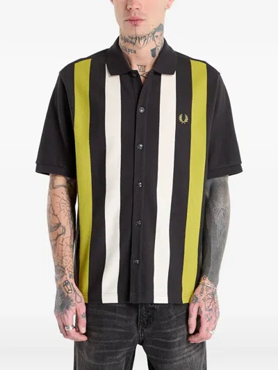 Fred Perry Vertical Stripe Knitted Shirt In Multi