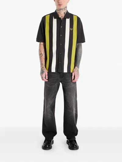 Fred Perry Vertical Stripe Knitted Shirt In Multi