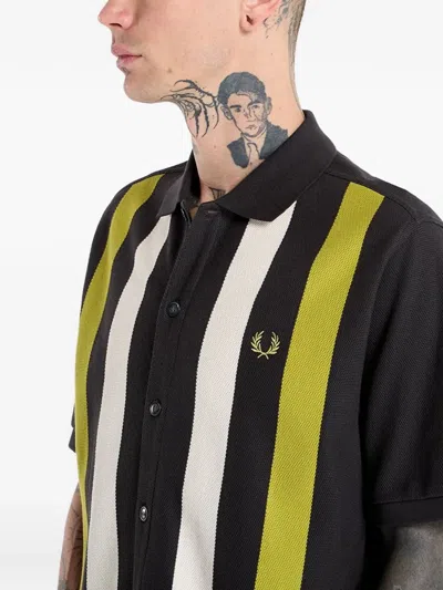 Fred Perry Vertical Stripe Knitted Shirt In Multi