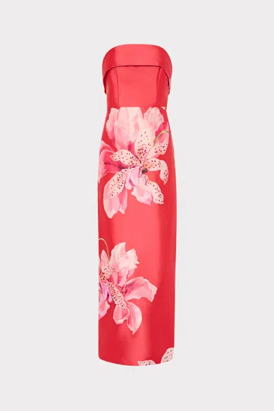 Milly Ciara Placed Floral Strapless Faille Column Gown In Multi