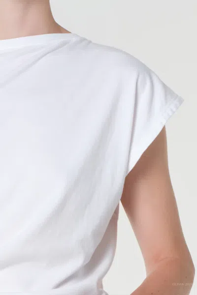 Agolde Beth Draped Organic-cotton Jersey T-shirt In White