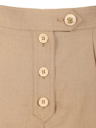 Valentino Tailored Shorts Linen Blend Pleated Design In Brown