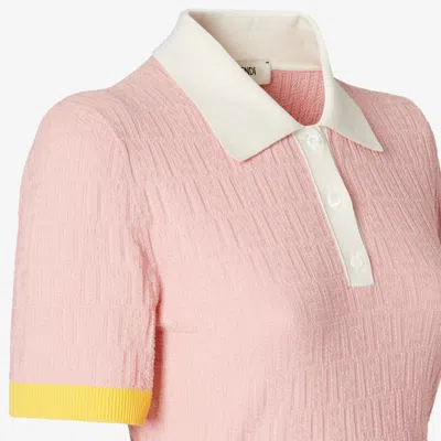 Fendi Women Cotton And Silk Blend Short Dress With All-over Ff Motif In Pink
