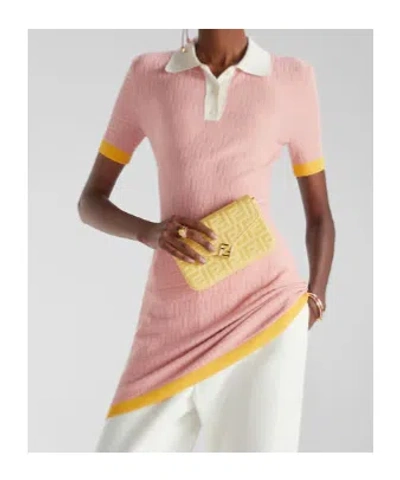 Fendi Women Cotton And Silk Blend Short Dress With All-over Ff Motif In Pink