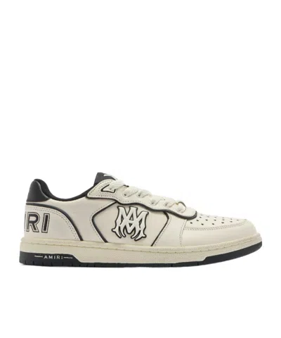 Amiri Newport White Sneakers Low Top With Logo Patch On The Side And Contrasting Heel With Leather Logo Le In Brown