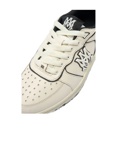Amiri Newport White Sneakers Low Top With Logo Patch On The Side And Contrasting Heel With Leather Logo Le In Brown