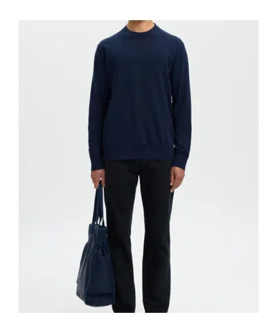 Selected Cotton Pullover In Blue