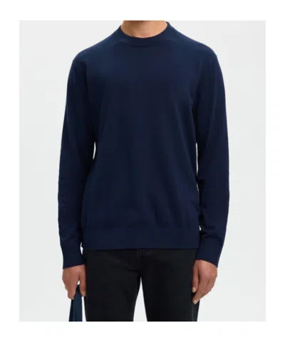 Selected Cotton Pullover In Blue