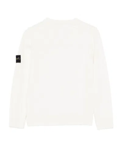 Stone Island Junior Logo Patch Crewneck Knitted Pullover In White