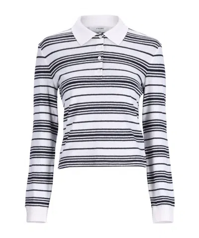 Frame Black And White Long-sleeved Polo Shirt With Striped Motif In Fabric Woman In Multi