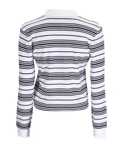 Frame Black And White Long-sleeved Polo Shirt With Striped Motif In Fabric Woman In Multi