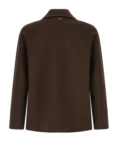Herno Buttoned Shirt Jacket In Brown