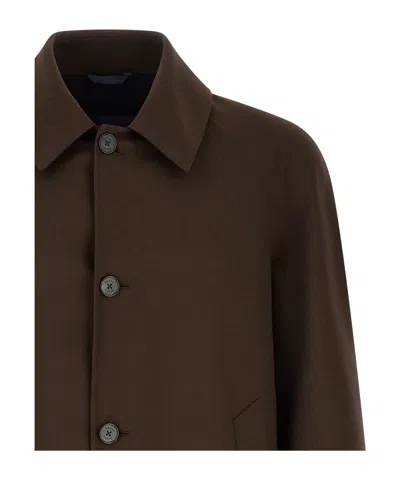 Herno Buttoned Shirt Jacket In Brown