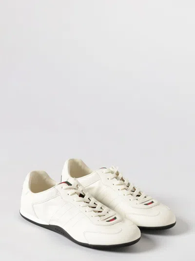 Gucci White Calf Leather Bos Taurus Low Top Sneakers In Neutral