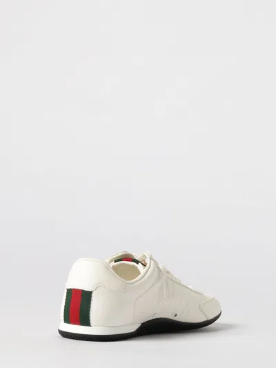 Gucci White Calf Leather Bos Taurus Low Top Sneakers In Neutral