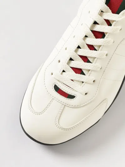 Gucci White Calf Leather Bos Taurus Low Top Sneakers In Neutral