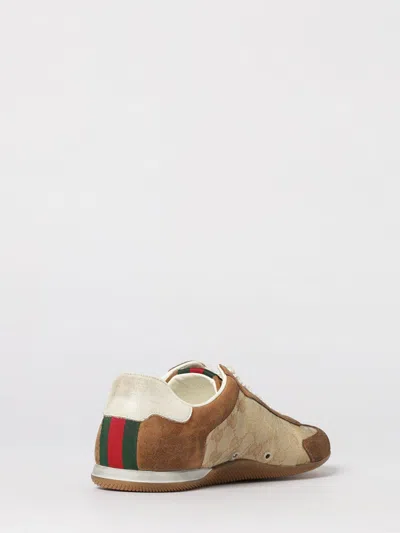 Gucci Shift Suede Sneakers With Gg Supreme Fabric Inserts In Animal Print