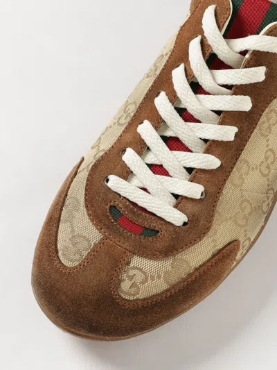 Gucci Shift Suede Sneakers With Gg Supreme Fabric Inserts In Animal Print
