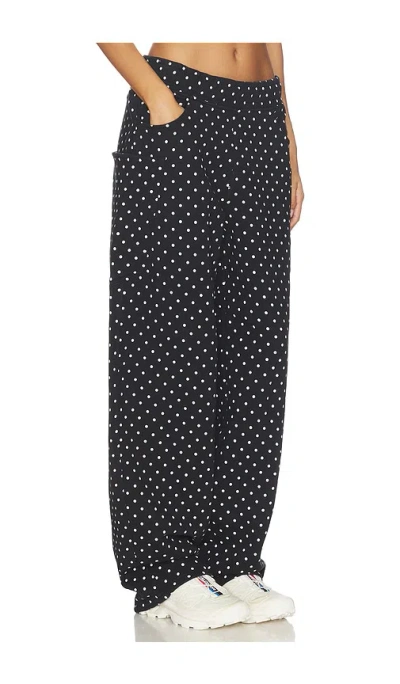 Afrm Micro Dot Wide Leg Pants In Black