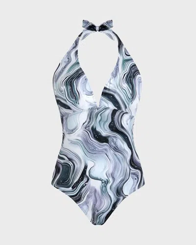Vilebrequin Women Halter One-piece Swimsuit Marble In Multi