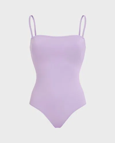 Vilebrequin Minimalist Solid Colour Swimsuit With Thin Straps In Purple