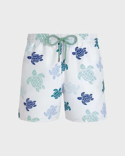 Vilebrequin Men Swim Shorts Tortues Multicolores In White