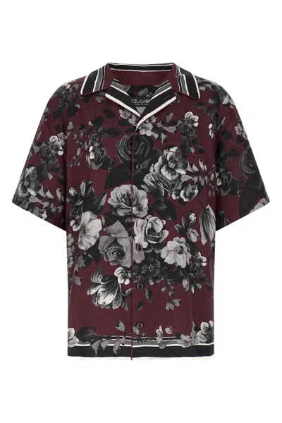 Dolce & Gabbana Bouquet Fiori Short Sleeve Notched Collar Shirt In Animal Print