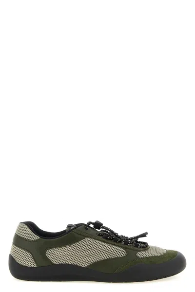 Prada Sneakers Speedrock In Leather And Mesh Fabric In Green