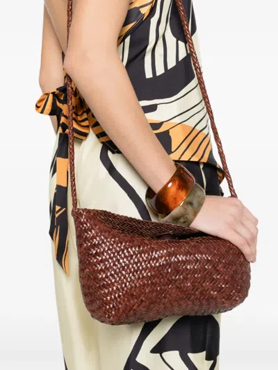 Dragon Diffusion Woven Shoulder Bag In Brown