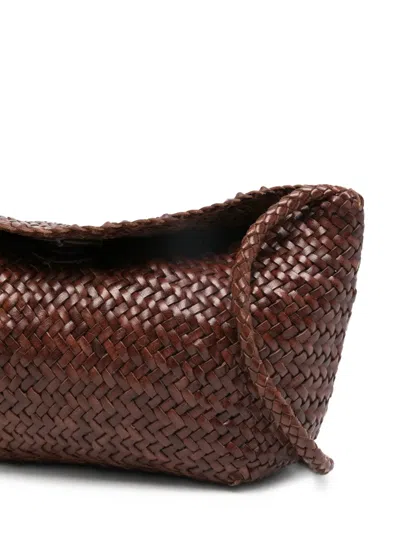 Dragon Diffusion Woven Shoulder Bag In Brown