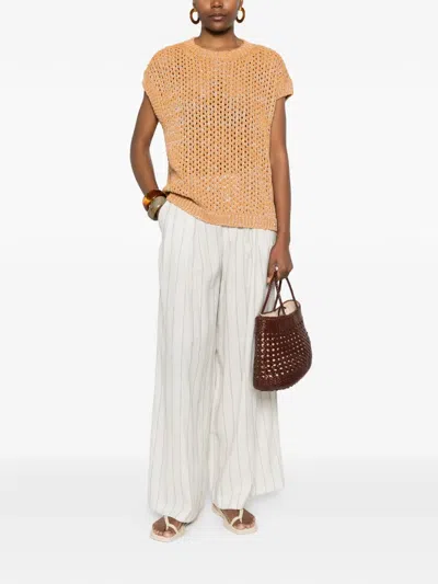 Herno Open Knit Jacket In Brown